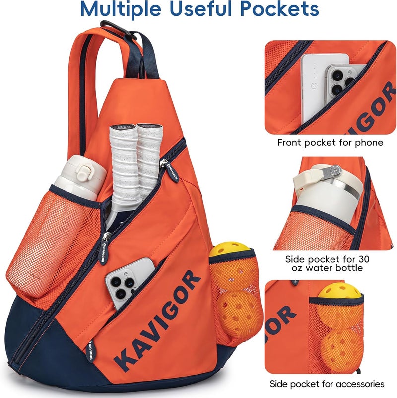 KAVIGOR 2025 Pickleball Sling Bag, Convertible Ultra-Light Backpack with Skin-Soft Fabric & Wet/Dry Pocket, Fits 4 Paddles + Gear - Image 3